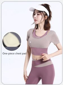 HOLA Áo Thun Nữ Áo Tập Yoga Tay Ngắn Có Đệm Thể Thao Áo Hở Eo Rèn Luyện Tập Gym Áo Thun Áo Tập Thể Dục Quần Bó Chạy Bộ