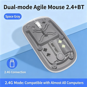 Kebidumei | KEBIDUMEI Transparent Wireless Mouse Dual Mode 2.4G BT Rechargeable Gaming Mouse DPI Adjustable Silent Office Mice for Laptop PC
