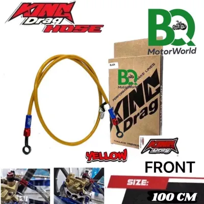 KING DRAG BRAIDED BRAKE HOSE 60cm REAR 96cm100cm FRONT FOR MOTORCYCLE AEROX/MIO/SNIPER 150/RAIDER150