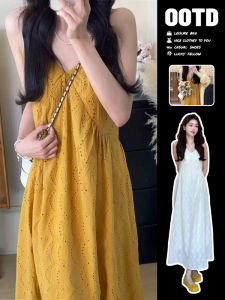 SUSIEYUAN | ชุดเดรสยาวแฟชั่นสีเหลือง ฤดูใบไม้ร่วงและหนาว 2025