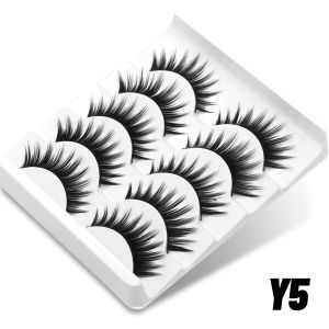 GROINNEYA 5/10 Pairs False Eyelashes Half Eye Lashes Cat Eye Lashes Natural Faux Mink Lashes Wispy Fluffy Eyelash Extension