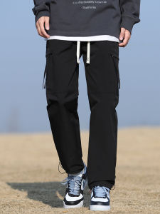 American Style Casual Workwear Pants Men Spring Autumn Loose Wide Leg Outdoor Pure Color Long Trousers Fashionable Youth Brand