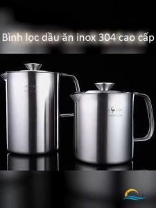 Bình Lọc Dầu Ăn Tái Sử Dụng Inox 304 – Lưới Lọc Mịn Vòi Rót Mỏ Đại Bàng An Toàn SSGP