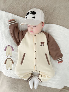 Baby Baseball Uniform Jumpsuit Spring & Fall Super Cute Bear Fleece Romper Baby Going out Clothes Spring Clothing