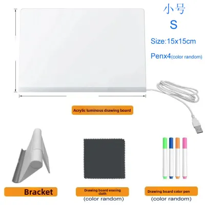 LED Drawing Board Luminous Wordpad DIY Acrylic Board with Colour Pens LED Note Board Kid Drawing Toy Blackboard with Night Light