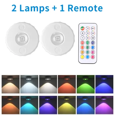RGB Led Spotlight Downlight with Remote Control Rechargeable Under Cabinet Lights for Display Closet 600mAh Dimmable 1-4 Pack