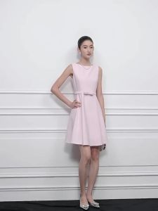 Elegant Pink Bow Sleeveless Dress