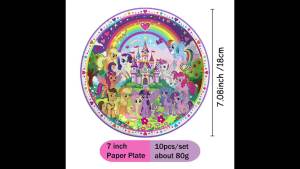 Hasbro | Hasbro My Little Pony Cartoon Themed Paper Plate Cup Cupcake Cake Flag Fashion Creative Decoration for Birthday Party Arrangemen