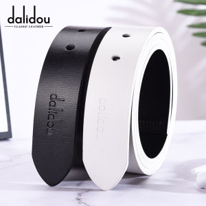 White Needle Buckle Perforated Leisure Mens Belt
