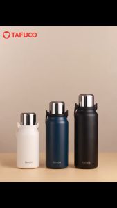 Bình giữ nhiệt TAFUCO có dây đeo 1L/1.3L Inox 316L Outdoor Activity (xanh than đen trắng kem)