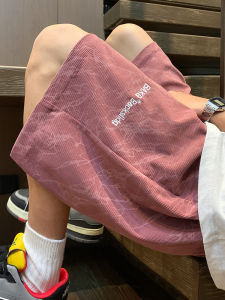 Fashionable Pink Corduroy Shorts for Men Casual Summer Sporty Pants with Elastic Waist and Anti-Wrinkle Features