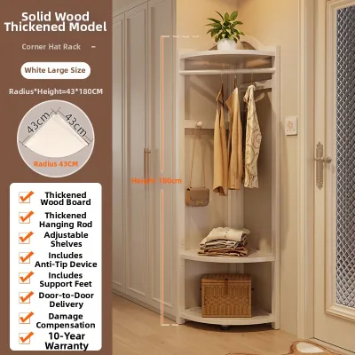 DONGMU | Corner Stand Coat Rack Solid Wood