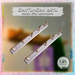 Kapstok Kayu Gantungan Baju Gantungan Hook Cantolan Hanger Dinding Tembok Kuat Multifungsi Serbaguna Dengan 5 Pengait - Pilihan Bahan Kayu Berkualitas