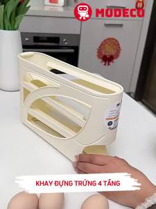 Khay Đựng Trứng 4 Tầng Lăn Tự Động Modeco - Sức Chứa Lớn Lấy Trứng Dễ Dàng Tủ Lạnh Gọn Gàng