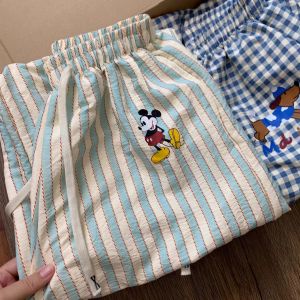 Summer Lightweight Loose Lazy Style Walking Commuting Pants Cute Cool Straight Leg Pants Natural Waist Elastic Polyester