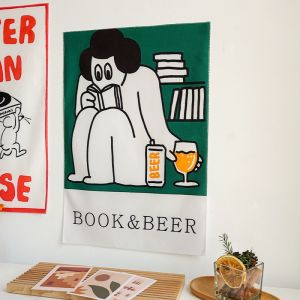 American Cartoon Illustration Small Sling Cloth Retro Dormitory Bedroom Wall Decorative Wall Cloth Background Fabric Bedside Wall Tapestry