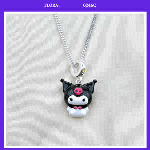 FLORA 0246C - [Có bán lẻ] Dây chuyền bạc mặt charm hình nhân vật hoạt hình Kuromi dành cho bé gái