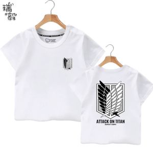 Bandai | Attack on Titan Survey Corps Military Police Corps Freedom Wings Childrens Short Sleeve 100% Cotton T-shirt Girls Boys Tops