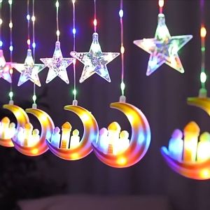 Lumens  4M Led Light Decoration Moon Curtain String Lights Outdoor Waterproof Decoration Lights Lampu raya viral 2023 Room Decoration Items for Bedroom Lights for Decoration for Christmas Lights Outdoor Curtain Light Led Room Light