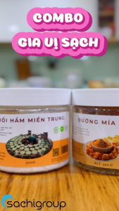 COMBO GIA VỊ SẠCH: Bột nêm Rau củ Thuần chay 350G + Muối hầm Miền Trung 300G+ Đường mật mía thô 350G