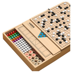 Multi-Functional Chess Board Game Set for Children Wooden Puzzle Toy Flying Chess Checkers Go Game Multinomial Combination