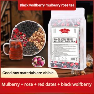 🔥【Memberikan energi dan menyehatkan darah】 Teh mawar black wolfberry Teh mulberry mawar dari genus Koth Chula Lampha Detox and Beauty Herbal Tea