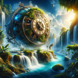 Huacan Full Square Round Diamond Painting Punk Giant Clock Waterfall Diamond Mosaic Landscape Complete Kit Art