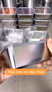 Set 3 Hộp Inox Đựng Thực PhẩmĐựng Đồ ĂnGia Vị Trong Tủ Lạnh Có Nắp Nhựa Kèm TheoBền Và Sạch Sẽ