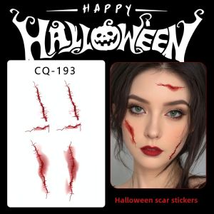 Halloween Tattoo Stickers Face Pasters Makeup Waterproof Artificial Bleeding Fake Scar Wound Cosplay Makeup Stickers