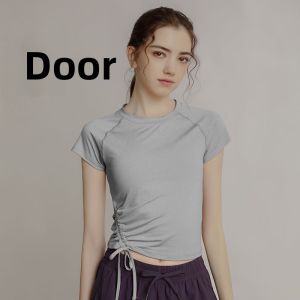New 2025 Summer Yoga Clothes Womens Tight Fit Quick Dry Sports Top Breathable Slimming Fitness Shirt Short Sleeve T-Shirt