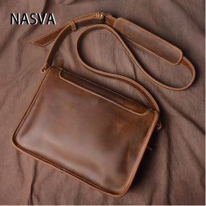 Genuine Leather Men Shoulder Bag Vintage Messenger Bags Male Crossbody Bags Mans Handbag Sling Bag For Man NASVA