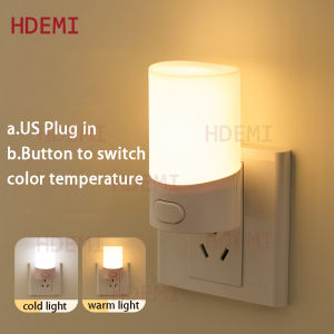 US Plug Night Light Warm And Cold Light Modern Bedside Lamp Energy Saving Eye Protection LED Night Lights