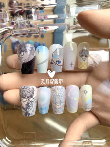 Anime Themed Wearable Nail Art Half Handmade with Sealer Size Divided Nail Tips for Beauty Tools And Cosmetic Products