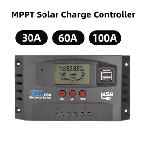 diymore | MPPT Solar Charge Controller 30A 60A 100A with Load/Dual USB /LCD 12V 24V Auto Solar Panel Charger Regulator