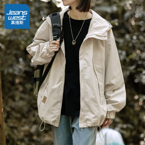 Jeanswest Womens Hooded Fleece Jacket Loose Fit Outdoor Autumn Winter Coat Long Sleeve round Neck Regular Size for All Body Types