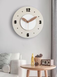 Modern Minimalist Silent Clock Cream Style Living Room Decorative Wall Clock Home Use New 2025 Hanging Clocks Wood Material