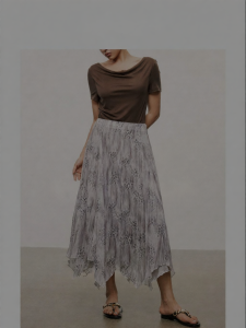 Vintage America Pleated Leopard Print Irregular Hem Skirt