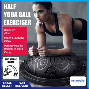 🏅[58CM] Bosu Ball For Home Balance Training / Fitness Exercise Ball With Resistance Bands