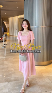 [DUY NHẤT 10-12.10-VOUCHER 40K]Đầm BEMINE cổ vuông voan tơ kim tuyến dáng dài phù hợp đi chơi-B558