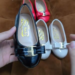 Giày búp bê bé gái mũi tròn nơ nhỏ M06 da mềm cho bé gái 1-10 tuổi không quai da mềm