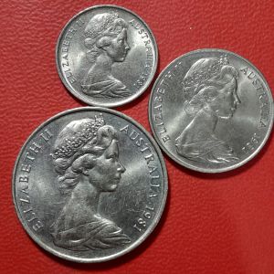 Koin Australia koleksi Kuno 3 keping Queen Elizabeth II