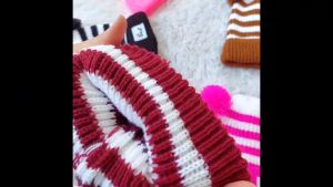 Topi Rajut Bayi Lucu Pompom Salur Bear (0-1 tahun)