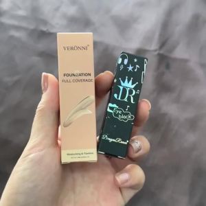 White Liquid Foundation with Black Lipstick Makeup KitPure White Makeup Foundation Cream SetCreamy Stick For FestivalsSports