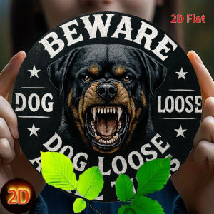 CIFbuy | Beware of Loose Dogs Rottweiler Metal Sign 2D Flat Funny Warning Wall Decor