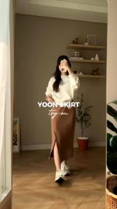 Rok Yoon Wanita Panjang & Scuba Anti Kusut - Korean Loose Skirt