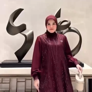 Dress Ceruty Brukat Lunna Lace Gaun Pesta Baju Kondangan Mewah Wanita Dewasa Kekinian Terbaru 2025