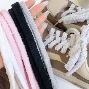 Premium Soft 12mm Big Fat Fluffy Fuzzy Laces Wide Flat Plush Towel Shoelaces Design Perfect for Women Casual Sneakers Best Match