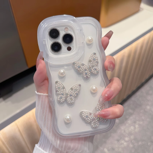 Pura70 Womens Full Cover Bench Dual Bracket Pearl Butterfly Phone Case for Apple 16promax Huawei Mate60pro Simple Creative Fashion