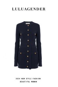 LuLu Knitted Dress Womens Autumn Winter Slimming Waist Design Coat Inner Wear Base Layer Skirt Wrap around Style