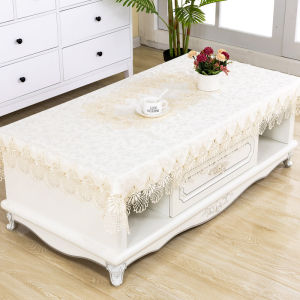 Elegant European Lace Rectangular Tablecloth for Living Room Tea Table round Table Dustproof Cover Pure Color Home Textile